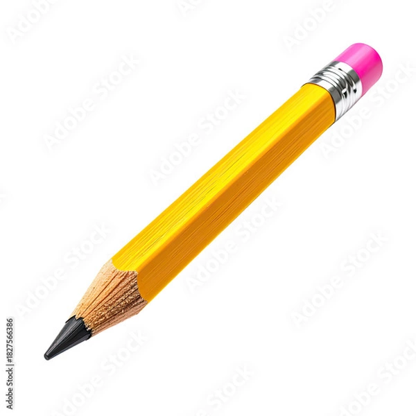 Obraz Yellow pencil with pink eraser end, sharp tip