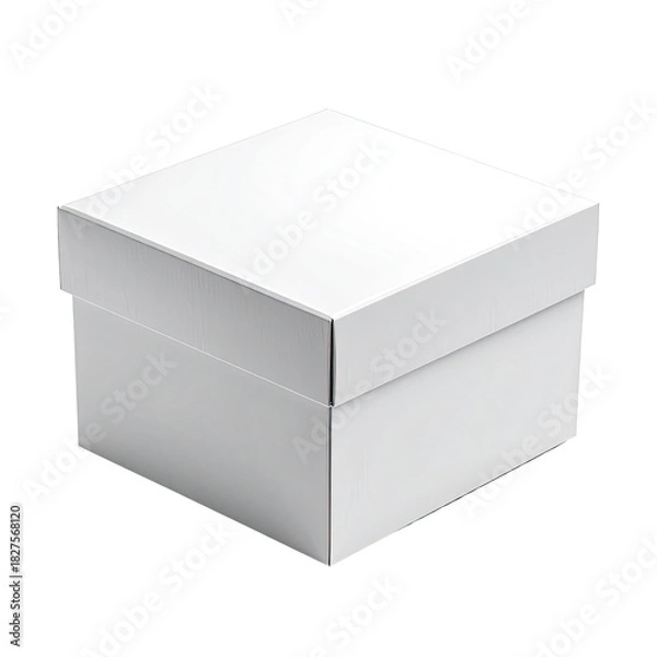 Obraz Closed white box. Simple, elegant package, isolated on black. Clean design