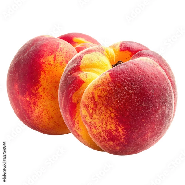 Obraz Two ripe peaches against a solid background