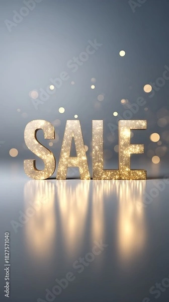 Fototapeta SALE glowing 3D golden typography festive lights