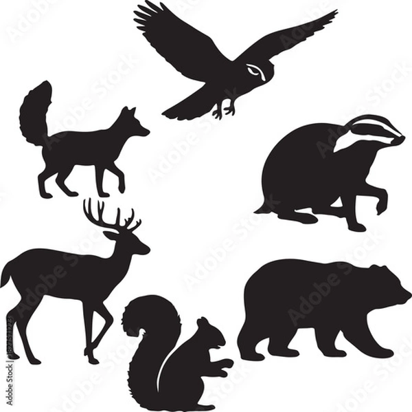 Fototapeta Vector graphic illustrating a generic animal figure, ideal for children's books and educational content