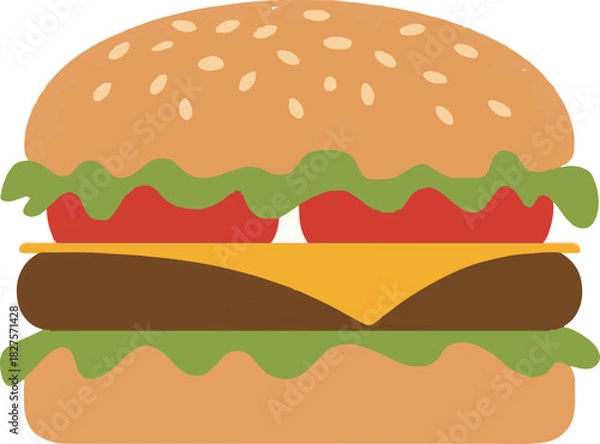 Fototapeta Vibrant vector illustration of a freshly baked dessert cake adorned with frosting and candles for celebrations.