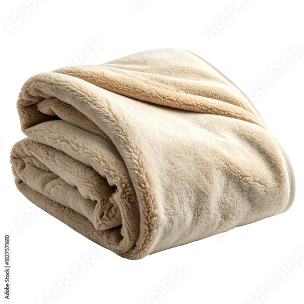 Obraz Folded, soft, tan blanket with a fluffy border