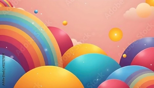 Fototapeta Colorful Abstract Composition Of Dynamic Multihued Shapes