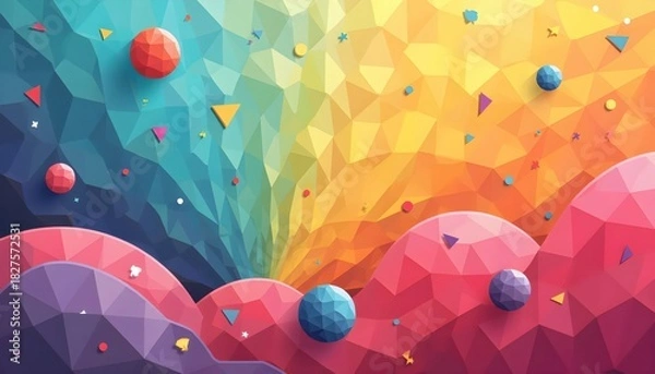 Fototapeta Playful Rainbow Geometry Featuring Bold Radiant Square Motifs