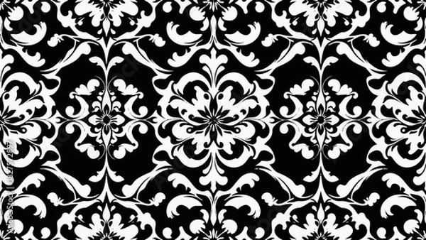 Obraz Seamless black damask pattern