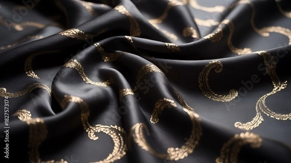 Obraz Elegant gold pattern on draped dark textile. Vector