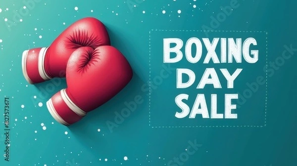Obraz 3D Red Boxing Gloves for Boxing Day Sale, Used for Banner or Poster.