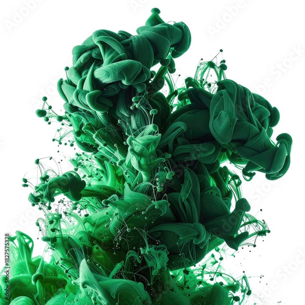 Obraz Green ink cloud. Abstract composition with dynamic flowing forms