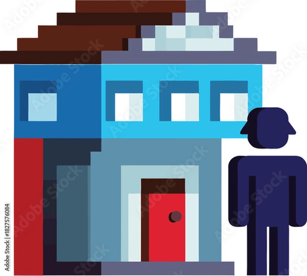 Fototapeta Vector illustration icon set of modern buildings and house architecture for city design concept