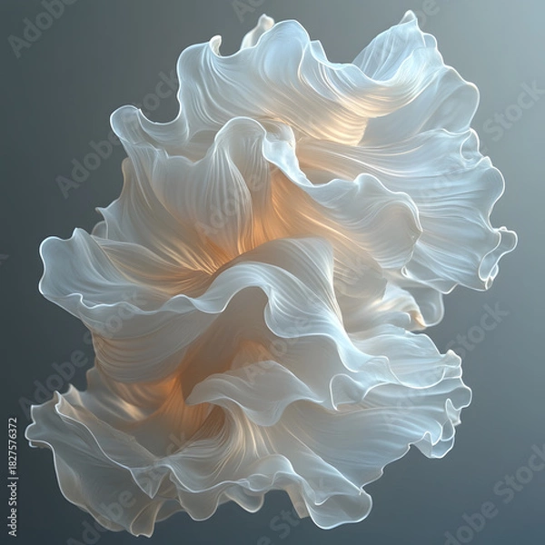 Fototapeta  Abstract flowing white fabric with soft light and elegant graceful movement on a minimalist background