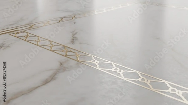 Obraz Elegant white marble surface with gold inlay Vector