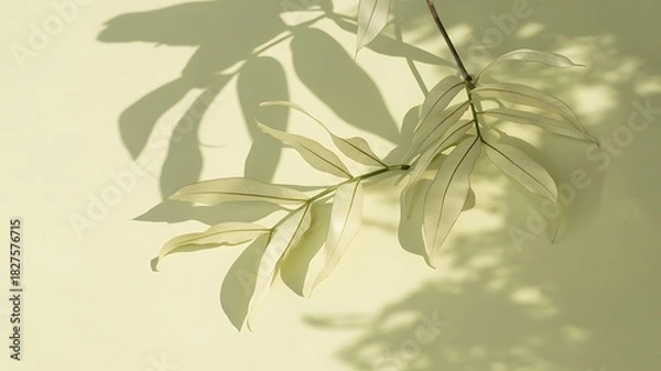 Obraz Branch with soft leaves and abstract shadows Vector