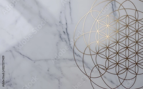 Obraz Golden sacred flower of life pattern marble Vector