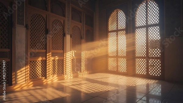 Obraz Sunlight through latticed windows and door Vector