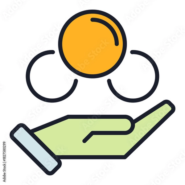 Fototapeta Hand with Chemical molecular formula vector Chemistry colored icon or design element