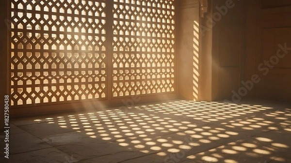 Obraz Warm sunbeams through ornate window pattern Vector