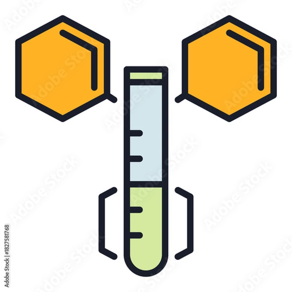 Fototapeta Test Tube and hexagonal molecular formula vector Science colored icon or symbol