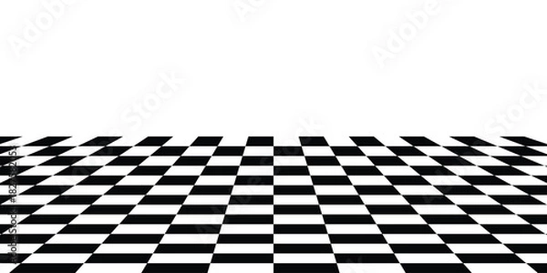 Obraz Perspective View of Black and White Checkerboard Floor Background Pattern