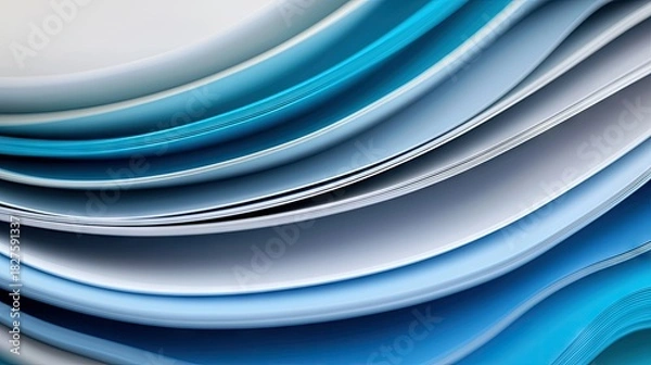 Fototapeta An abstract image featuring layers of blue and white paper arranged in flowing, wave-like patterns. The design creates a modern and dynamic visual.