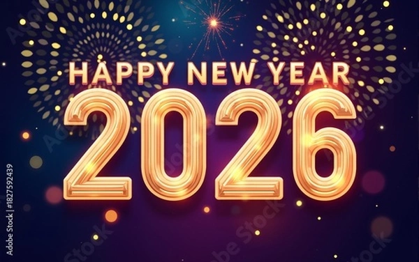 Fototapeta 2026 Happy New Year club poster Background for your Flyers and Greetings Card graphic or new year themed party invitations. abstract vector illustration design. High quality
