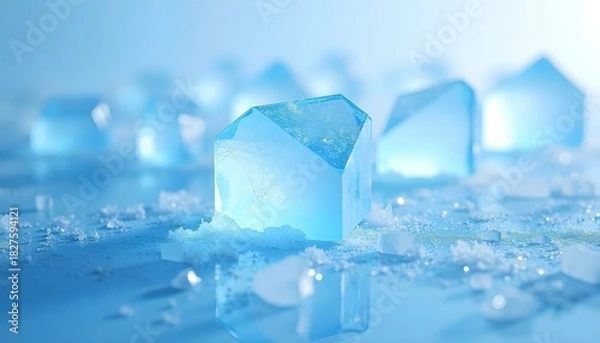 Fototapeta Icy Abstract Arrangement Of Sharp Frozen Shapes And Lines