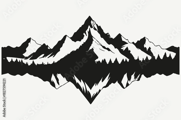 Fototapeta engraved mountain range sketch illustration vector