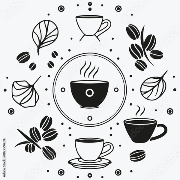 Fototapeta Minimalist cafe badges sketch illustration vector
