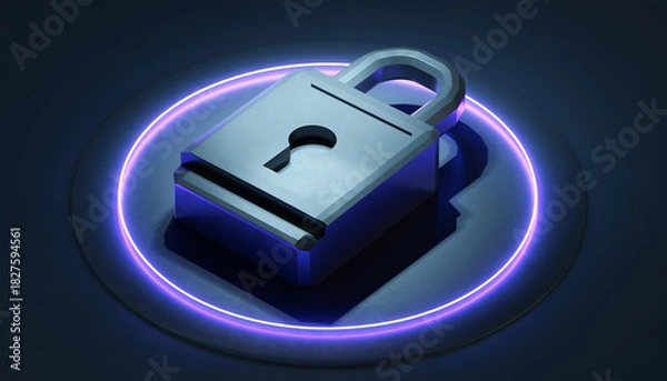 Obraz 3D Digital Padlock Icon Representing Data Security and Cyber Protection.