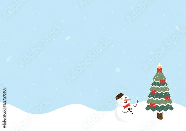 Obraz abstract christmas tree and snowman background vector design