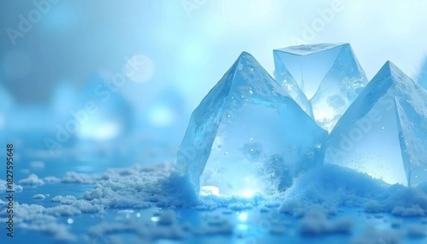 Fototapeta Frosted Crystal Geometry With Cool Shimmering Square Structures