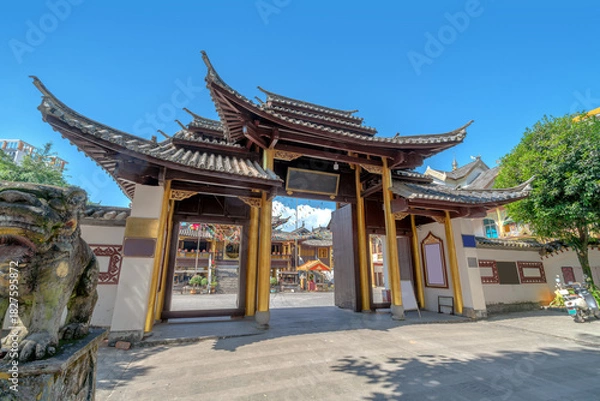 Fototapeta Religious buildings of the Dai ethnic group in Mangshi, Yunnan, China.
