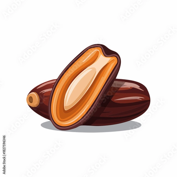 Fototapeta Dried date fruit isolated vector