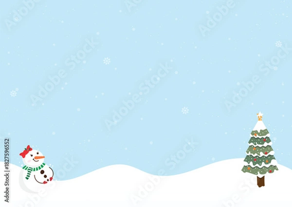 Obraz abstract christmas tree and snowman background vector design