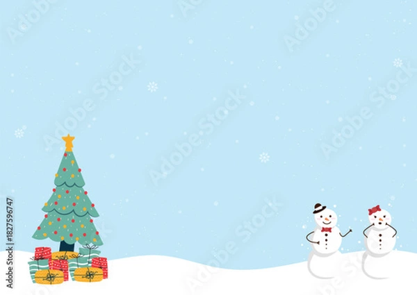 Obraz abstract christmas tree and snowman background vector design