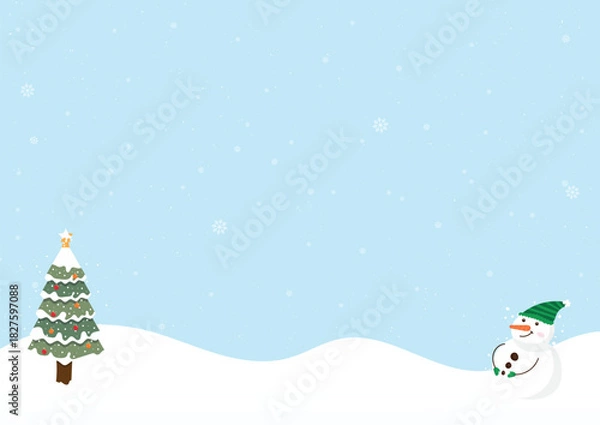Obraz abstract christmas tree and snowman background vector design