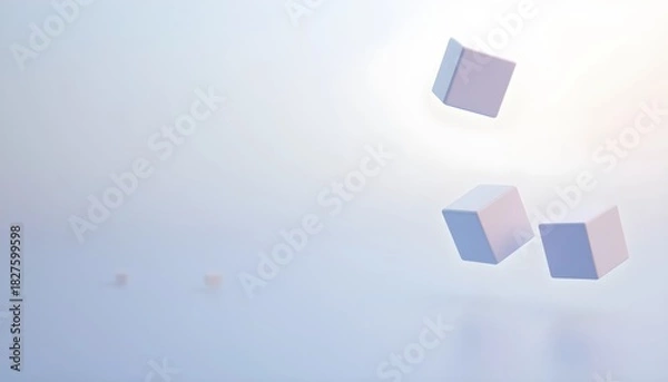 Fototapeta Minimal Modern Composition With Floating Gradient-Enhanced Square Blocks