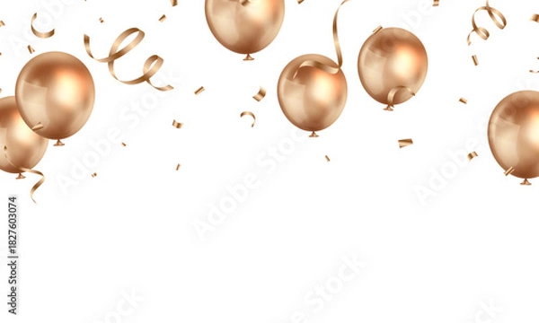 Obraz Beautiful golden 3D balloons illustration background vector banner template