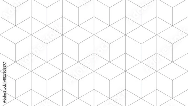 Fototapeta Geometric Cube Outline Pattern - Seamless Diamond Lattice Background Design