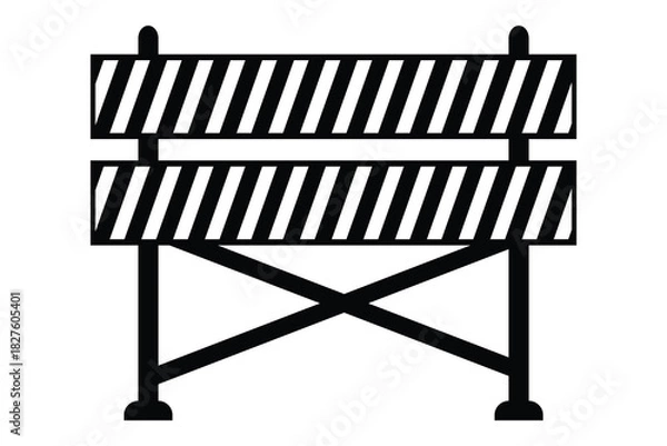 Fototapeta Road barrier icon, vector.  Roadblock icon symbol. Under construction icons, Road block and pedestrian barriers vector illustration. 