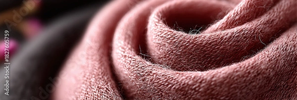 Obraz Close-up of a soft, textured textile, possibly a wool or cashmere scarf, showcasing its rich fabric and elegant drape with shallow depth of field