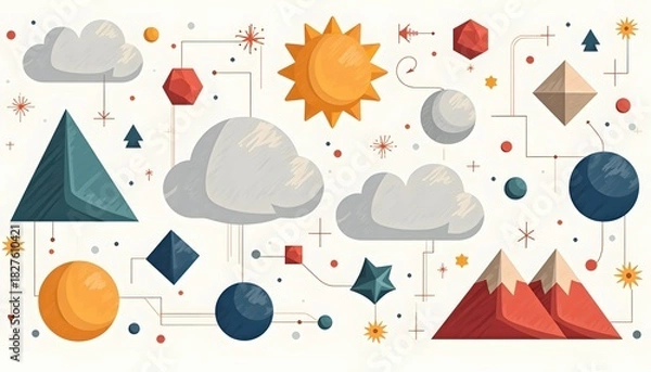 Fototapeta Learning Development Visual Made Through Clean Blue Geometric Layers