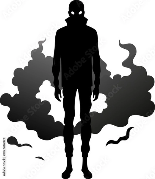 Obraz fog Silhouette black vector white background