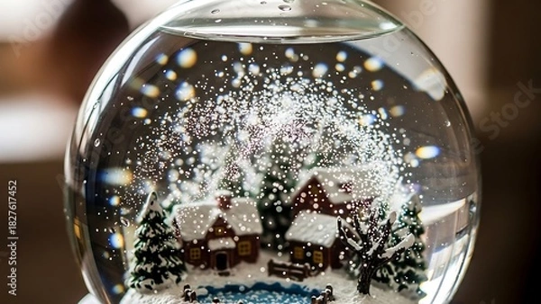 Obraz Enchanting Winter Scene - A Snow Globe Capturing Holiday Magic.