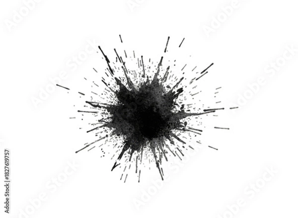 Fototapeta Abstract Dark Matter Explosion Particle Burst Black Background Energetic Cosmic Event
