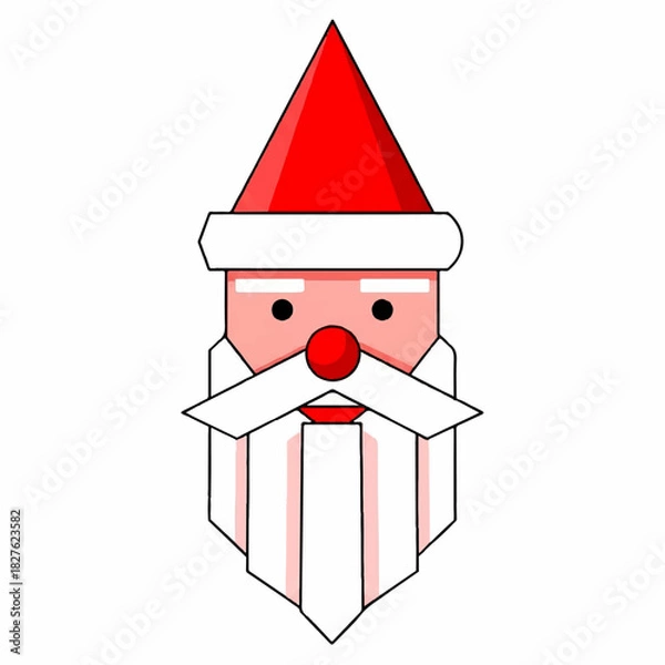 Fototapeta A modern vector illustration of a Santa Claus face designed in a simple geometric and origami style for the Christmas holiday