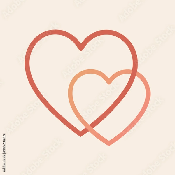Obraz Interconnected hearts elegant line pastel background vector art