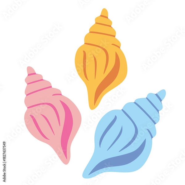 Obraz Cute Handdrawn Pastel Seashell Illustration with Spirals and Pointed Shape