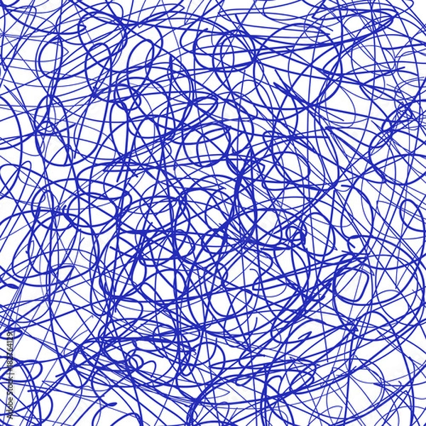 Fototapeta Chaos pattern. Abstract texture. Random chaotic lines. Intricate wallpaper. Hand drawn scrawls. Isolated illustration on white background