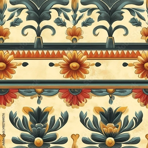 Obraz Egyptian Border Seamless Pattern Tileable Frame Design Ancient Motif